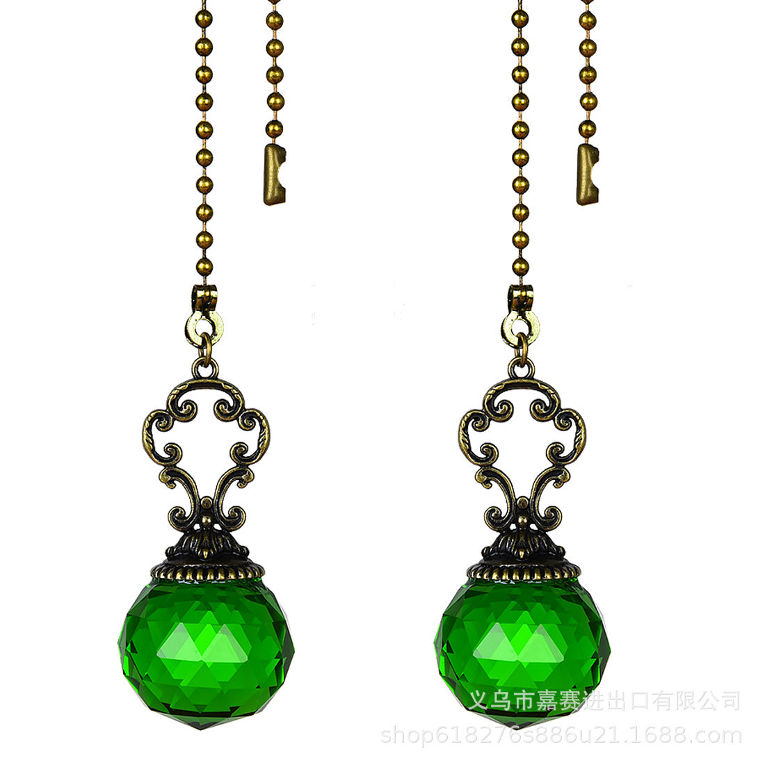 Wholesale Vintage Faceted Ball Green Bronze Bead Chain Sun Catcher Pendant